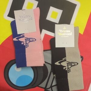 Vivienne Westwood Socks - Pink/Blue and Black/Tan